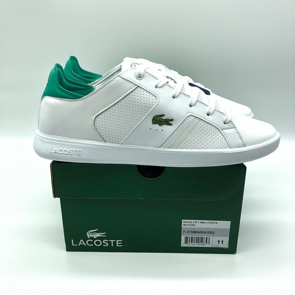 Lacoste Novas 219 1 SMA Mens White/Green Sneakers